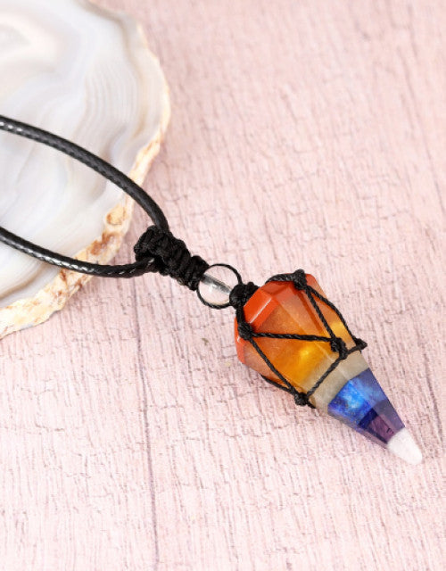 Amethyst Pendulum Pendant Macrame Wrapped Necklace - myonlineshope.in