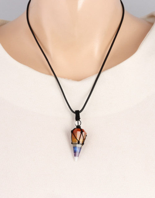 Amethyst Pendulum Pendant Macrame Wrapped Necklace - myonlineshope.in