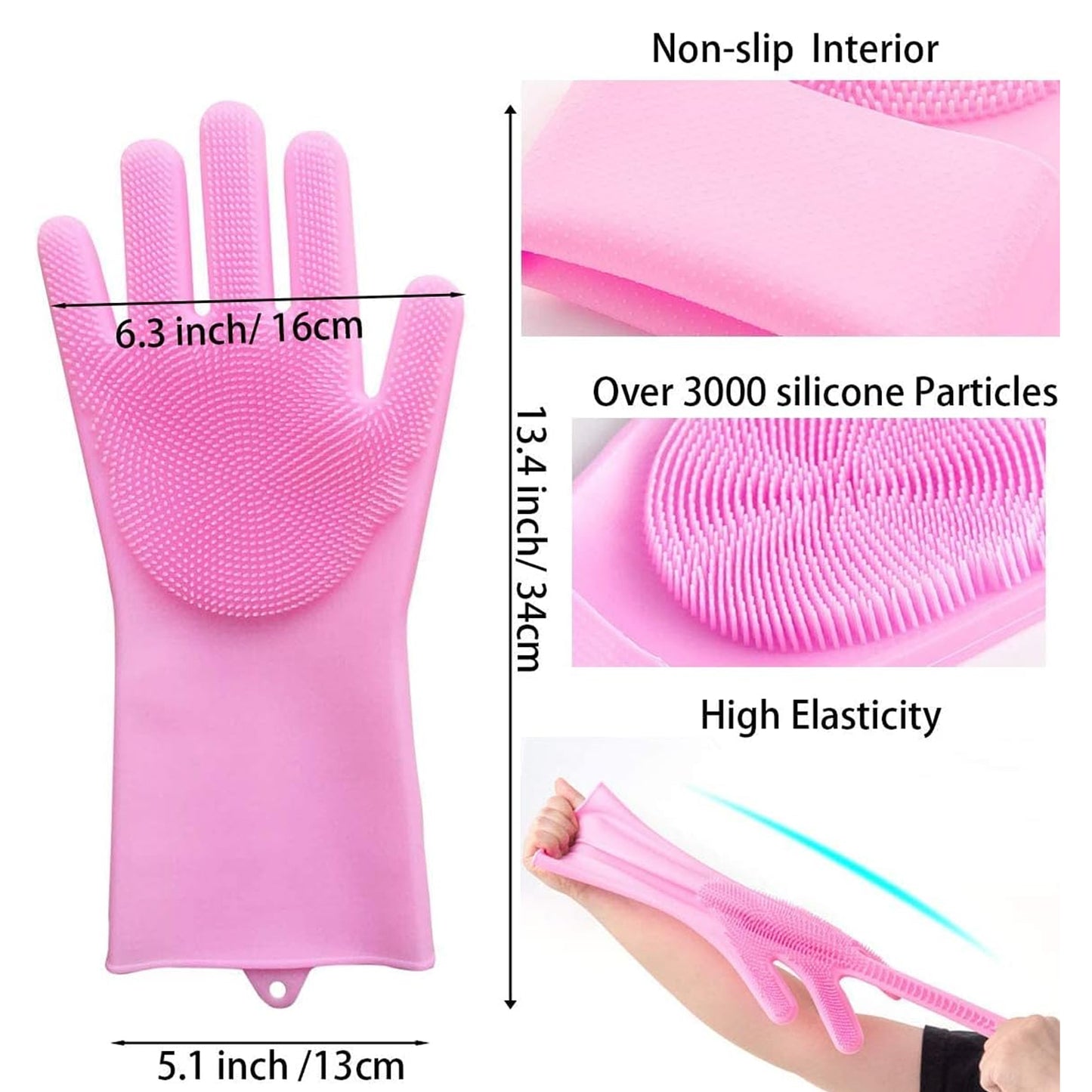 Dishwashing Gloves With Scrubber Silicone Cleaning Reusable Scrub Gloves For Wash Dish Kitchen Bathroom Pet Grooming Wet And Dry Glove