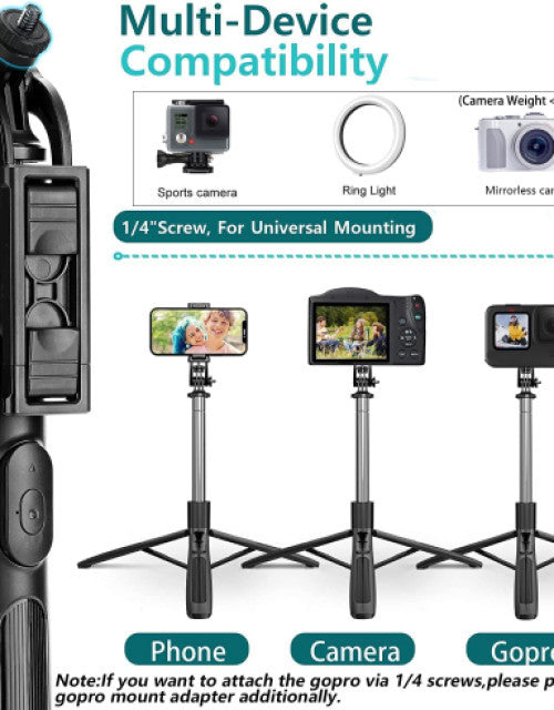 Foldable Tripod Selfie Stick with Bluetooth Remote Control - myonlineshope.in