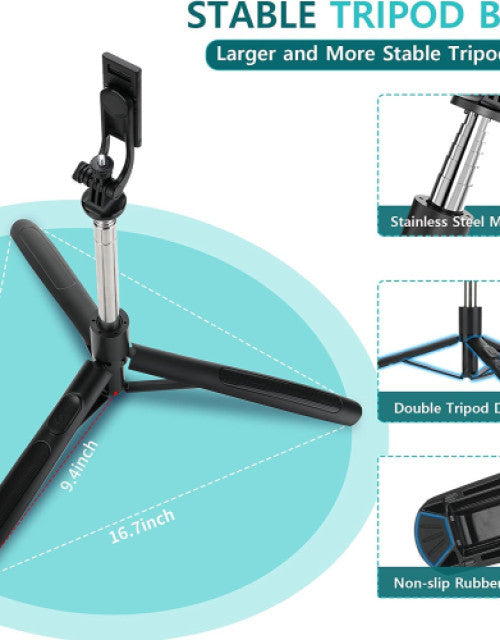 Foldable Tripod Selfie Stick with Bluetooth Remote Control - myonlineshope.in
