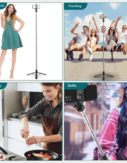 Foldable Tripod Selfie Stick with Bluetooth Remote Control - myonlineshope.in