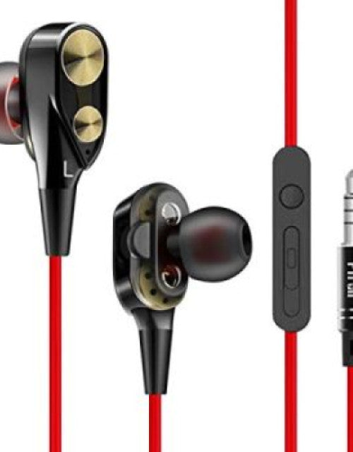 in-Ear Wired Earphones with 9 mm Dual Drivers, in-Line Mic, Powerful Bass, Noise Isolation, 3.5 mm Audio Jack - myonlineshope.in