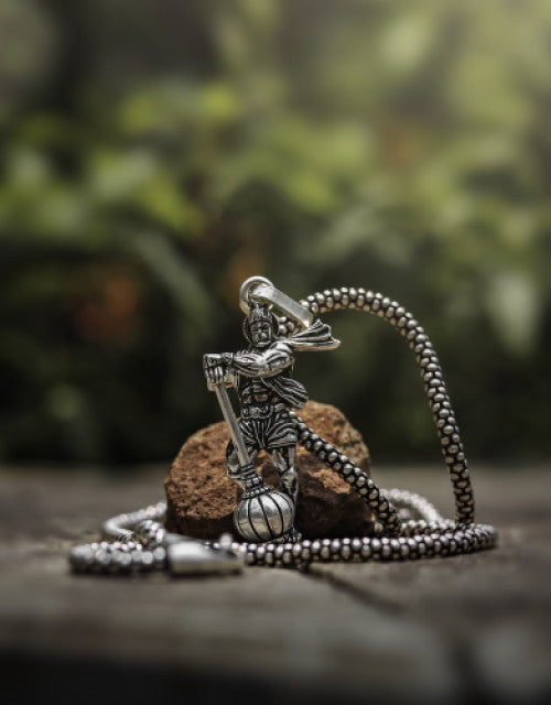 Men's Silver Chain with Hanuman Pendant - myonlineshope.in