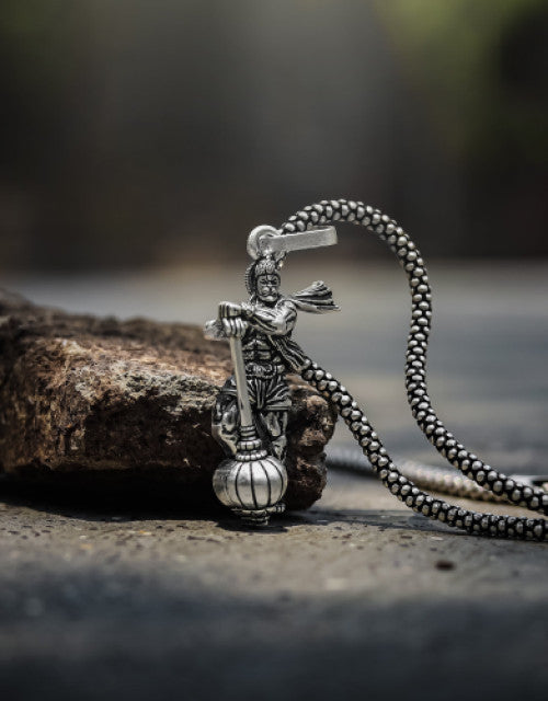 Men's Silver Chain with Hanuman Pendant - myonlineshope.in