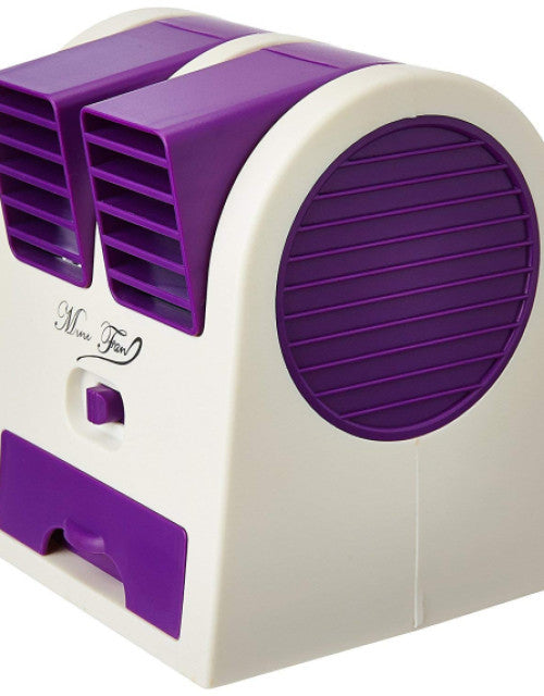 Mini Fan & Portable Dual Bladeless Small Water Air Cooler Powered by USB & Battery - myonlineshope.in