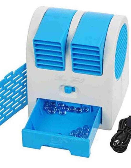 Mini Fan & Portable Dual Bladeless Small Water Air Cooler Powered by USB & Battery - myonlineshope.in