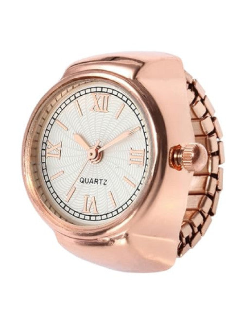 Ring Watch For Women Stainless Steel Gold Plated Stylish Strachable Gold Ring - myonlineshope.in