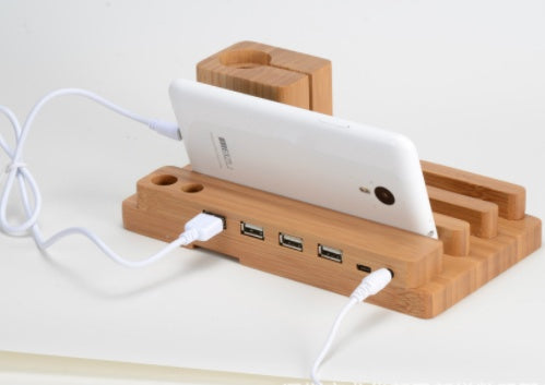 Charging wooden bracket multi-function flat mobile phone base - myonlineshope.in