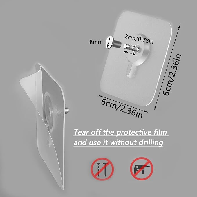 Buy on Amazon - Photo Frame Hooks for Wall Without Drilling, 10 Pack Self Adhesive Hooks for Wall Heavy Duty Strong Nail Free